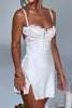 Load image into Gallery viewer, White Spaghetti Straps Short Mini Graduation Dress With Slit