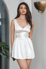 Load image into Gallery viewer, A-Line White V Neck Sleeveless Short Graduation Dress