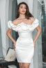 Load image into Gallery viewer, White Bodycon Off the Shoulder Short Graduation Dress