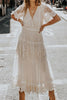 Load image into Gallery viewer, White A Line Long Boho Lace Engagement Party Dress