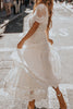 Load image into Gallery viewer, White A Line Long Boho Lace Engagement Party Dress