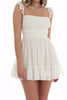 Load image into Gallery viewer, A-Line Square Neck Tie Back Short White Graduation Dress