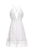 Load image into Gallery viewer, A-Line Spaghetti Straps Cross Back Short White Wedding Dress