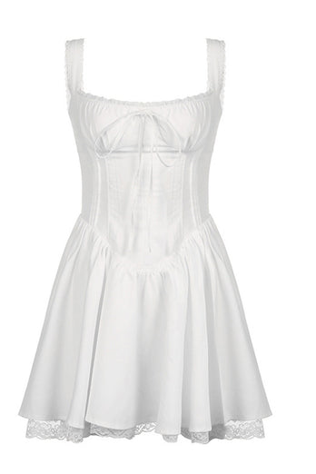 Charming A-Line Straps Mini White Graduation Dress