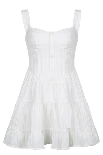 White A-Line Straps Short Mini Graduation Dress