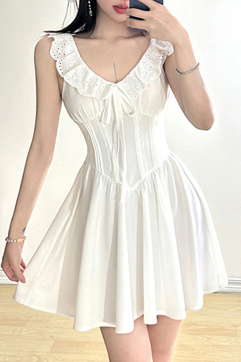 Load image into Gallery viewer, Cute A-Line V-Neck Short Mini White Graduation Dress