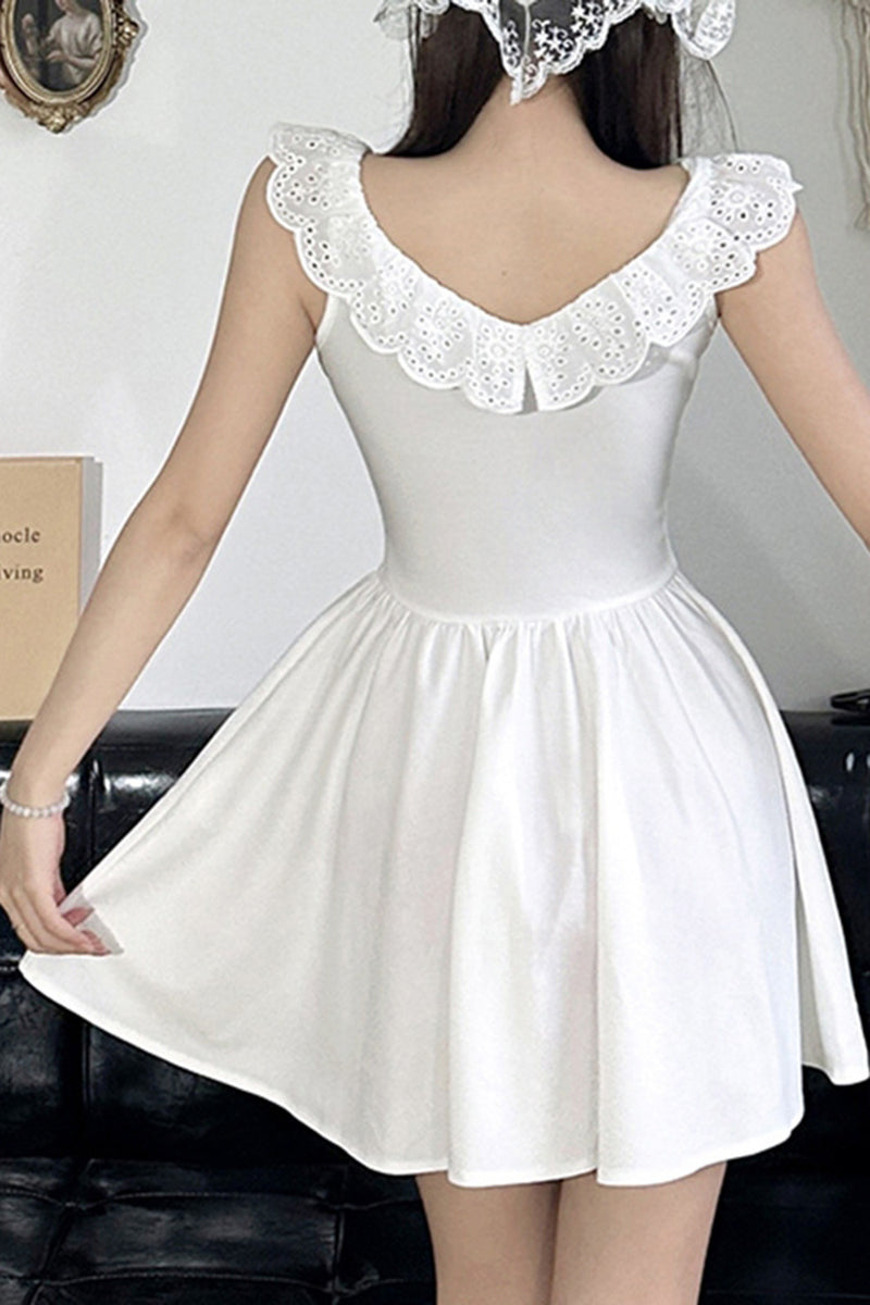 Load image into Gallery viewer, Cute A-Line V-Neck Short Mini White Graduation Dress