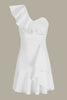 Load image into Gallery viewer, Bodycon One Shoulder Mini White Dress With Ruffle