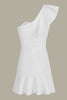 Load image into Gallery viewer, Bodycon One Shoulder Mini White Dress With Ruffle