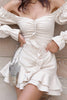 Load image into Gallery viewer, Bodycon Off The Shoulder Long Sleeves Little White Dress With Ruffles