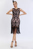 Load image into Gallery viewer, Sparkly Black Fringed 1920s Gatsby Dress