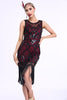 Load image into Gallery viewer, Sparkly Black Fringed 1920s Gatsby Dress