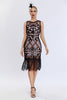 Load image into Gallery viewer, Sparkly Black Fringed 1920s Gatsby Dress