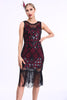 Load image into Gallery viewer, Sparkly Black Fringed 1920s Gatsby Dress