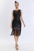 Load image into Gallery viewer, Sparkly Black Fringed 1920s Gatsby Dress