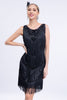 Load image into Gallery viewer, Sparkly Black Fringed 1920s Gatsby Dress with Sequins