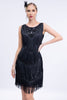 Load image into Gallery viewer, Sparkly Black Fringed 1920s Gatsby Dress with Sequins