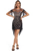 Load image into Gallery viewer, Sparkly Black Glitter 1920s Gatsby Dress with Fringes