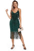 Load image into Gallery viewer, Glitter Blush Fringed Spaghetti Straps 1920s Gatsby Dress