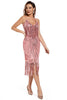 Load image into Gallery viewer, Glitter Blush Fringed Spaghetti Straps 1920s Gatsby Dress