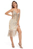 Load image into Gallery viewer, Glitter Blush Fringed Spaghetti Straps 1920s Gatsby Dress