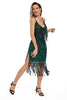 Load image into Gallery viewer, Glitter Blush Fringed Spaghetti Straps 1920s Gatsby Dress