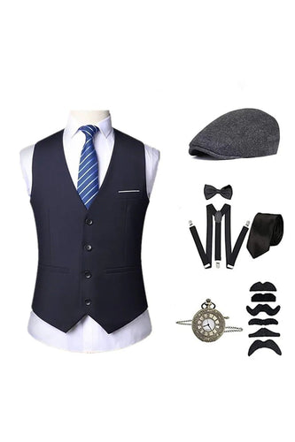 Black Men's Vest with Accessories Set