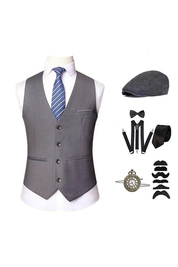 Black Men's Vest with Accessories Set