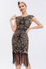 Load image into Gallery viewer, Glitter Black Sequins 1920s Gatsby Dress with Fringes