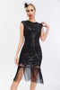 Load image into Gallery viewer, Glitter Black Sequins 1920s Gatsby Dress with Fringes