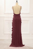 Load image into Gallery viewer, Dark Green Backless Spaghetti Straps Prom Dress With Slit