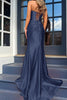 Load image into Gallery viewer, Orange Mermaid Ruched Long Corset Prom Dress with Slit