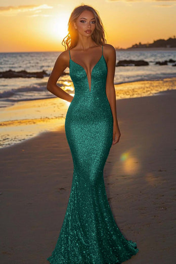 Sparkly Silver Sequin Strapless Mermaid Long Formal Dress