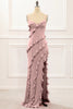 Load image into Gallery viewer, Dusty Sage Backless Spaghetti Straps Prom Dress With Slit