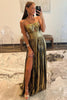 Load image into Gallery viewer, Sparkly Golden A Line Backless Long Prom Dress With Slit