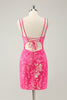 Load image into Gallery viewer, Glitter Hot Pink Tight Sequined Embroidery Short Prom Dress