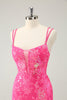 Load image into Gallery viewer, Glitter Hot Pink Tight Sequined Embroidery Short Prom Dress