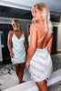 Load image into Gallery viewer, Sparkly Silver Sequins Tight Short Party Dress with Fringes