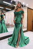 Load image into Gallery viewer, Queendancer Sparkly Hunter Green Beaded Mermaid Long Prom Dress with Slit _1