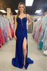 Load image into Gallery viewer, Sparkly Black Mermaid Spaghetti Straps Long Prom Dress with Slit