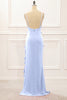 Load image into Gallery viewer, Dusty Sage Backless Spaghetti Straps Prom Dress With Slit