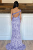 Load image into Gallery viewer, Mermaid One Shoulder Dark Purple Sequins Long Prom Dress