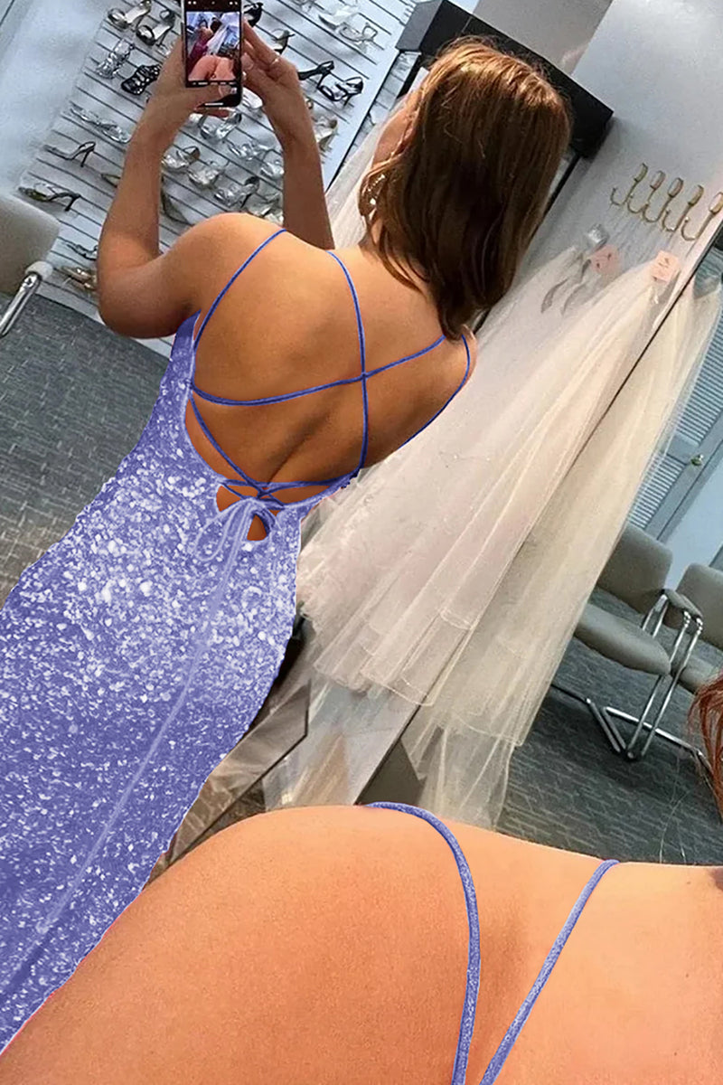 Load image into Gallery viewer, Mermaid Glitter Sequins Sexy Golden Backless Long Prom Dress