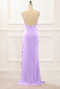 Load image into Gallery viewer, Dusty Sage Backless Spaghetti Straps Prom Dress With Slit