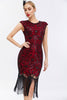 Load image into Gallery viewer, Glitter Black Sequins 1920s Gatsby Dress with Fringes