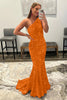 Load image into Gallery viewer, Coral Sequins Mermaid Long Prom Dress