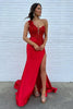 Load image into Gallery viewer, Sparkly Fuchsia Mermaid One Shoulder Flower Satin Long Prom Dress with Slit