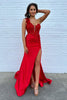 Load image into Gallery viewer, Sparkly Fuchsia Mermaid One Shoulder Flower Satin Long Prom Dress with Slit