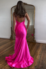 Load image into Gallery viewer, Sparkly Fuchsia Mermaid Beaded Halter Satin Long Prom Dress with Slit