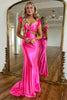 Load image into Gallery viewer, Hot Pink Mermaid Ruffle Flower Satin Long Prom Dress